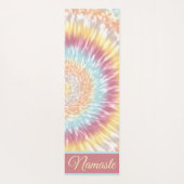 Namaste Tie Dye Pastel Rainbow Aqua Pink Yellow Yogamat (Achterkant)