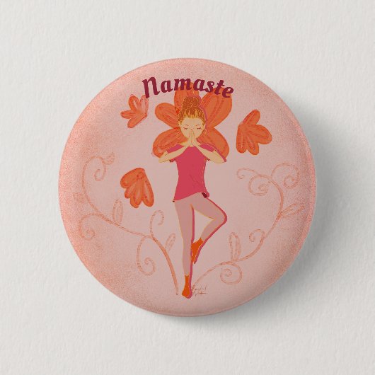 Namaste Tree Pose Ronde Button 5,7 Cm (Voorkant)