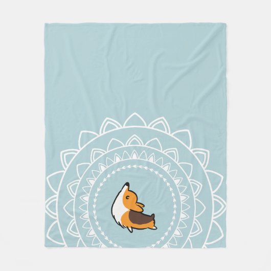 Namaste Tricolor Corgi Fleece Throw Blanket (Voorkant)