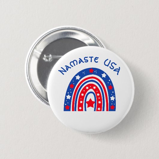 Namaste USA Patriotic Rainbow Ronde Button 5,7 Cm (Voorkant /achterkant)