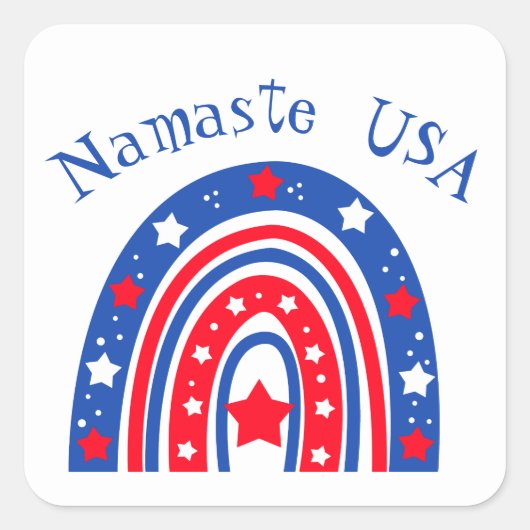 Namaste USA Patriotic Rainbow Vierkante Sticker (Voorkant)