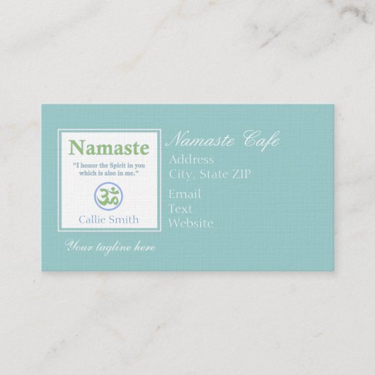 Namaste vertaling afsprakenkaartje (Voorkant)