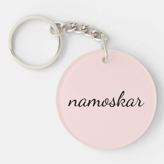 Namaste Vibes | Peachy Pink Yoga Meditation Design Sleutelhanger (Voorkant)