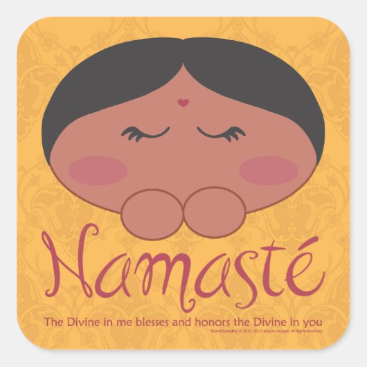 Namasté Vierkante Sticker (Voorkant)