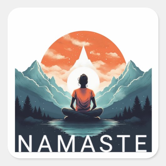 NAMASTE VIERKANTE STICKER (Voorkant)