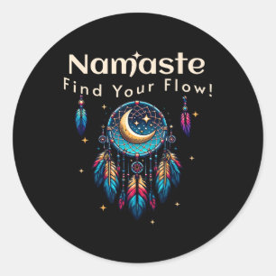 Namaste Vind Je Stroom Halve Maan Droomvanger Ronde Sticker