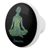 Namaste Vrouw Half Lotus Green Blue Paars Black Keramische Knop (Rechts)