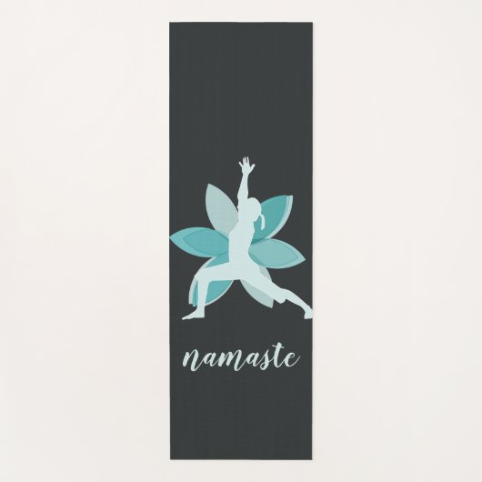 Namaste. Warrior Pose Blue Lotus Flower Logo Yogamat (Voorkant)