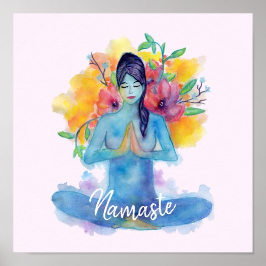 Namaste Waterverf Meditatie met tekst Poster (Voorkant)