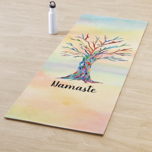 Namaste Waterverf Regenboog Boom Yogamat (In situ)