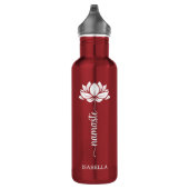 Namaste Whit Lotus Flower Modern Persoonlijke naam Waterfles (Rechts)