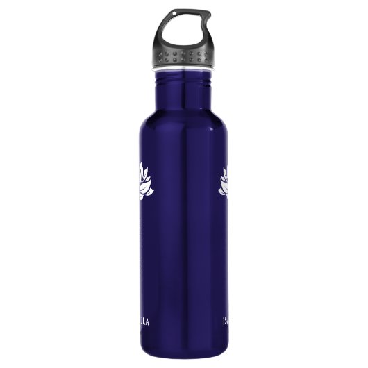 Namaste Whit Lotus Flower Modern Persoonlijke naam Waterfles (Voorkant)