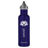 Namaste Whit Lotus Flower Modern Persoonlijke naam Waterfles (Rechts)