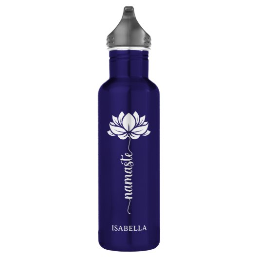 Namaste Whit Lotus Flower Modern Persoonlijke naam Waterfles (Rechts)