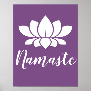 Namaste White Lotus en Paarse Yoga Poster