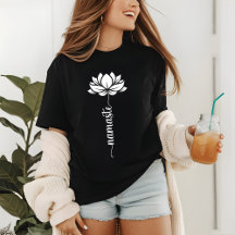 Namaste White Lotus Flower Modern script