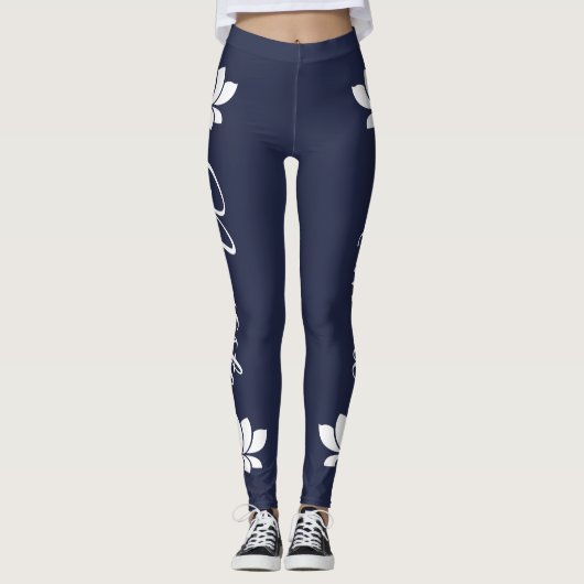 Namaste White Lotus Flower Yoga Leggings (Voorkant)