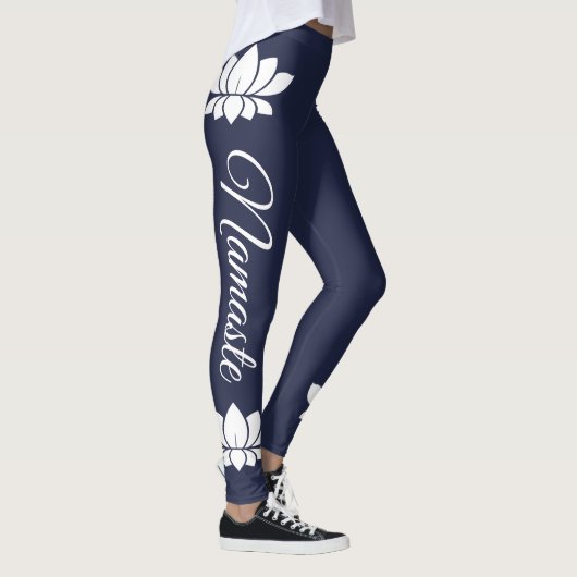 Namaste White Lotus Flower Yoga Leggings (Rechts)