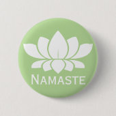 Namaste White Lotus Yoga Ronde Button 5,7 Cm (Voorkant)