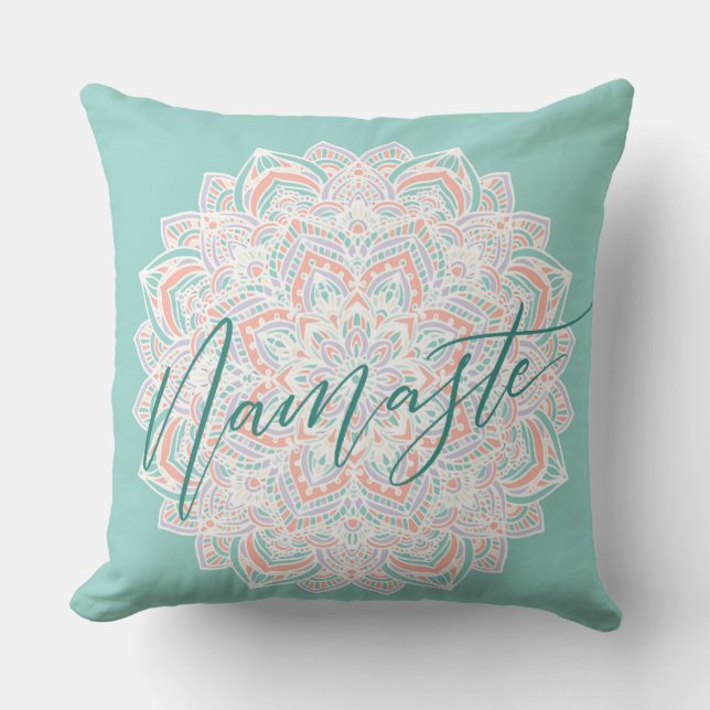 Namaste Witte En Blauwe Sierkussen (Voorkant)