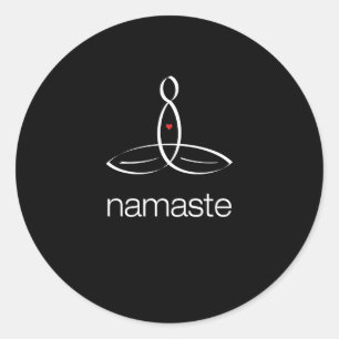 Namaste - Witte Regelmatige stijl Ronde Sticker