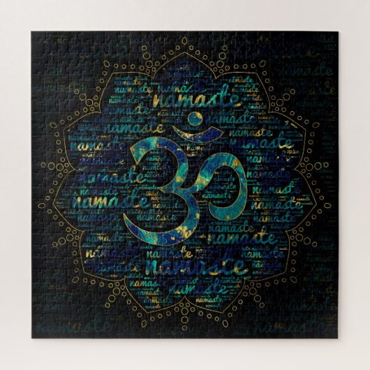 Namaste Word Art in Lotus met OM-symbool Legpuzzel (Verticaal)
