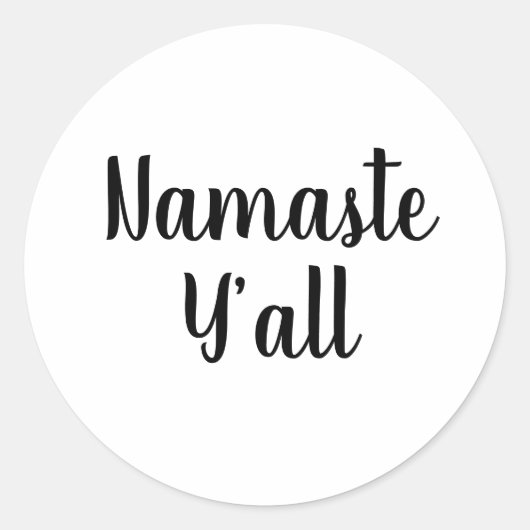 Namaste Y’all Yoga Typografie Ronde Sticker (Voorkant)