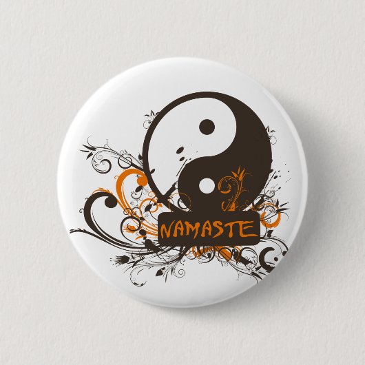 Namaste Yin Yang Ronde Button 5,7 Cm (Voorkant)
