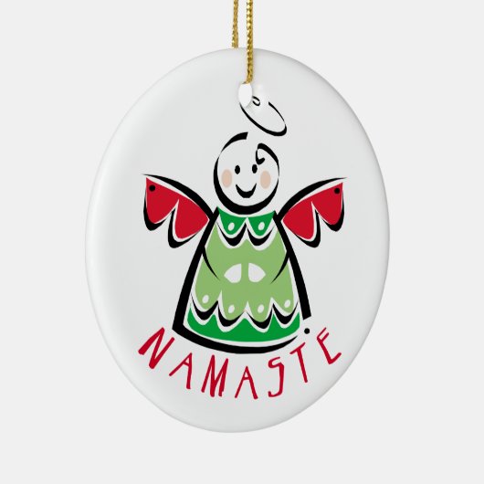 Namaste Yoga Engel Kerstmis Keramisch Ornament (Rechts)