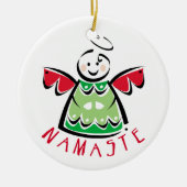 Namaste Yoga Engel Kerstmis Keramisch Ornament (Voorkant)