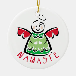 Namaste Yoga Engel Kerstmis Keramisch Ornament