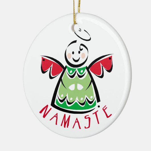 Namaste Yoga Engel Kerstmis Keramisch Ornament (Links)