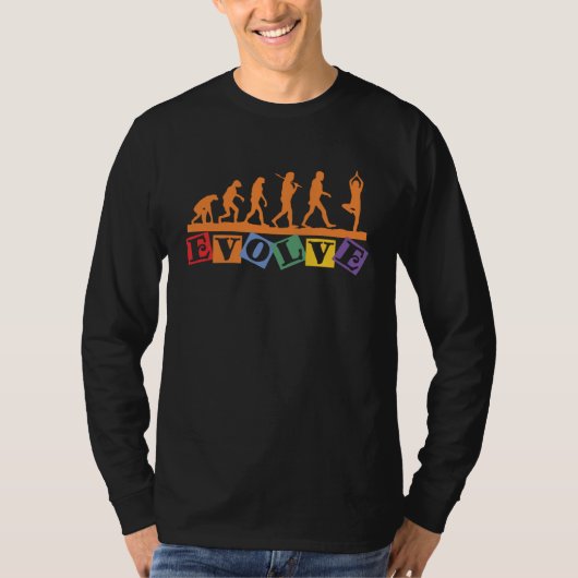 Namaste Yoga Evolution Meditation Retro Yoga T-shirt (Voorkant)