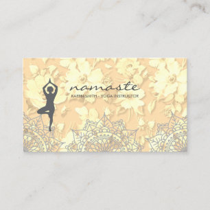 Namaste Yoga-houding Tribale Bloempatroon Visitekaartje