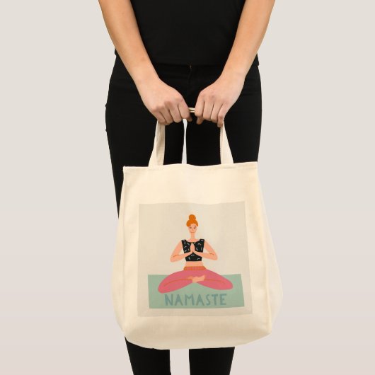 Namaste Yoga Illustratie Schattigee Canvas tas (Voorkant (product))