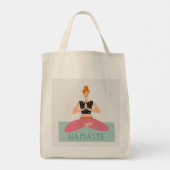 Namaste Yoga Illustratie Schattigee Canvas tas (Achterkant)