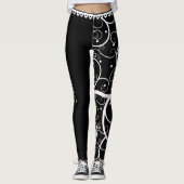 Namaste Yoga-Leggings - Zwarte en Witte Spiralen Leggings (Voorkant)