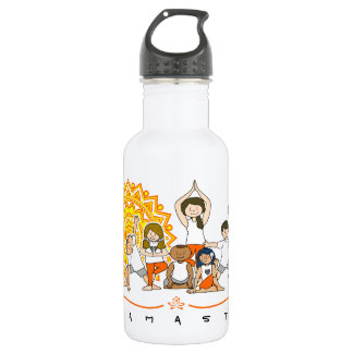 Namaste Yoga-leraar met studenten - Yoga Poses - Waterfles