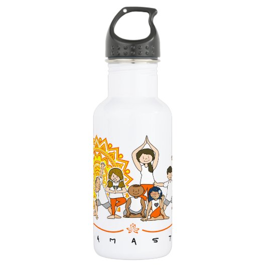 Namaste Yoga-leraar met studenten - Yoga Poses - Waterfles (Voorkant)