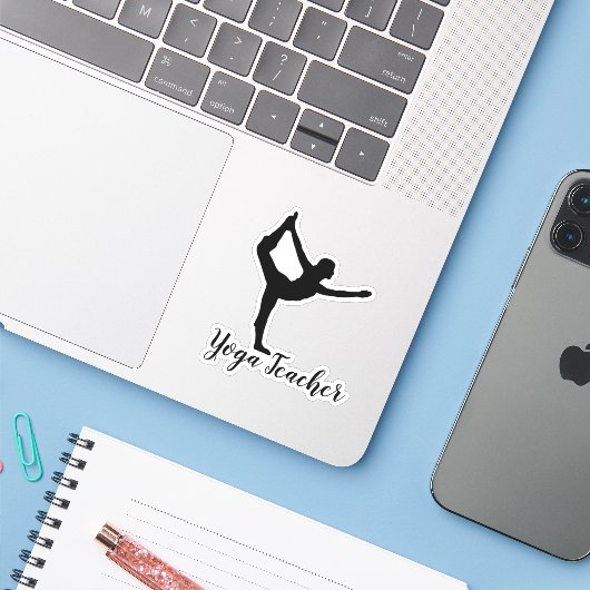 Namaste Yoga-leraar Sticker (Laptop met iPhone)