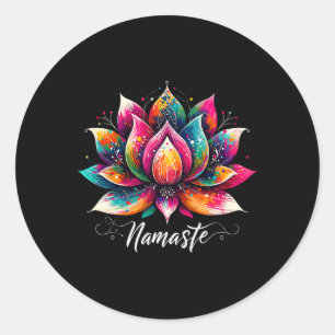 Namaste Yoga Lotus Bloem Meditatie Zen Boheems Ronde Sticker