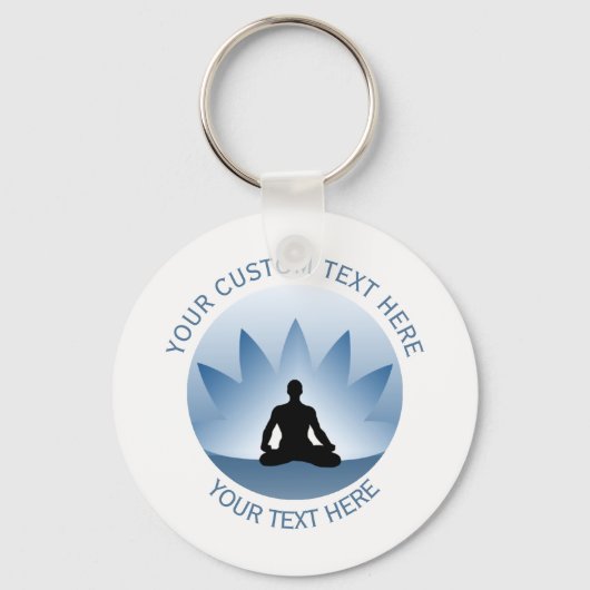 Namaste Yoga Lotus Pose Flower Blue Sleutelhanger (Voorkant)