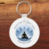 Namaste Yoga Lotus Pose Flower Blue Sleutelhanger (Voorkant)