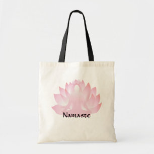 Namaste Yoga Lotus Pose Flower Budget Canvas tas