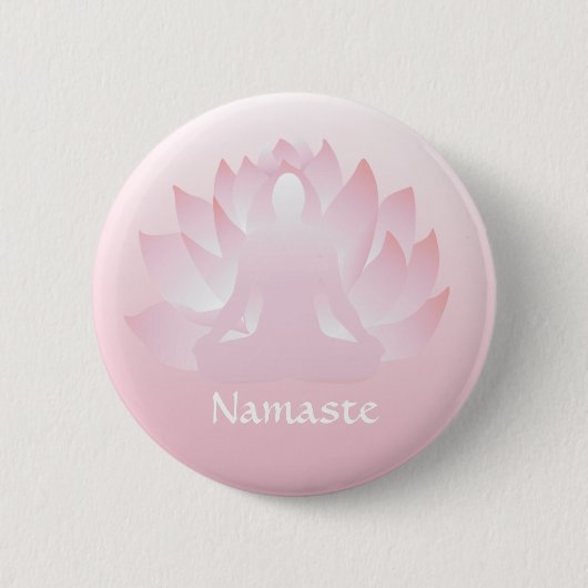 Namaste Yoga Lotus Pose Flower Pink Button (Voorkant)