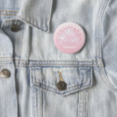 Namaste Yoga Lotus Pose Flower Pink Button (In situ)