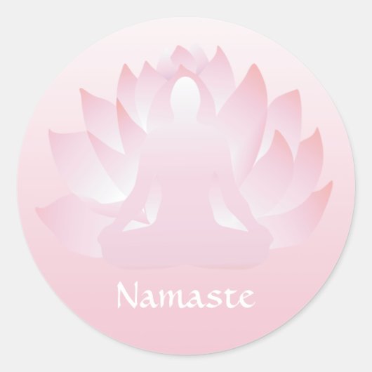 Namaste Yoga Lotus Pose Flower Pink Sticker (Voorkant)