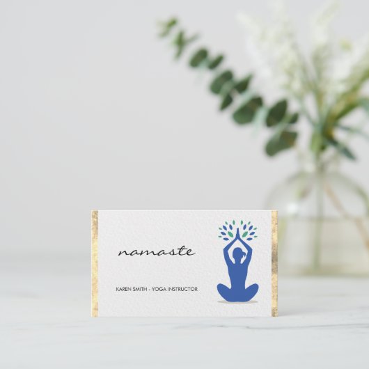 Namaste Yoga Lotus Position Gold Foil Visitekaartje (Staand voorkant)