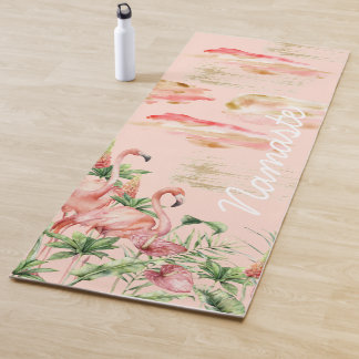 Namaste Yoga Mat met roze flamingos