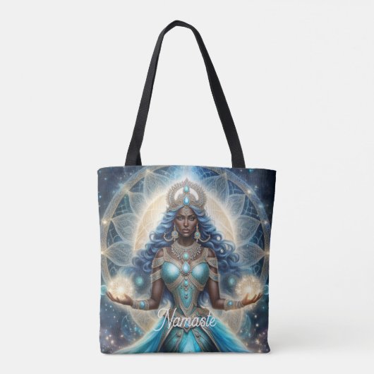 Namaste, Yoga, Meditatie, Vrede, Respect Tote Bag (Achterkant)